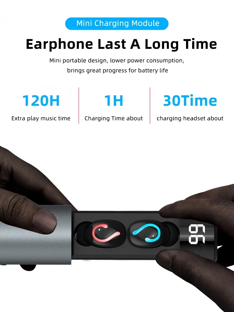 HQB-Q67 TWS Fashion Wireless Earbuds Bluetooth 5.0 3D Stereo Mini Headset Waterproof Sweatproof Hifi In-Ear Earphone 1500 mah - ANKUX.COM
