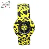 Yellow color slap watch with leopard strap fashion reloj de pulsera