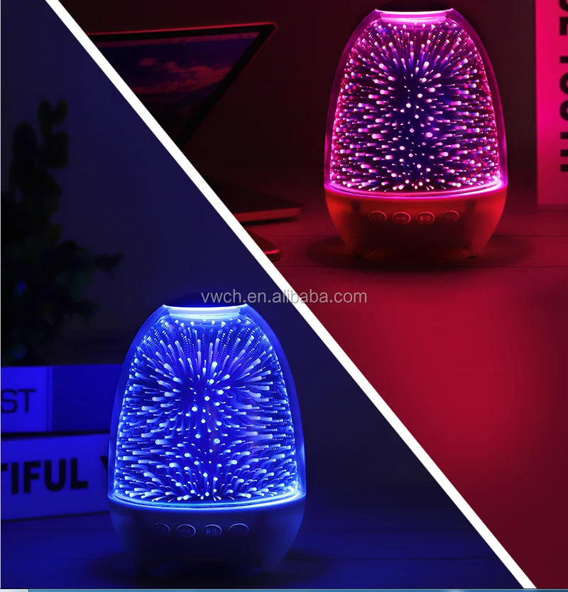 Bluetooth Speaker Portable Smart Touch LED Night Light with 3D Glass Music Player Hands-free with TF Card 7color Charging - ANKUX.COM