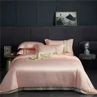 100% polyester silk fabric comforter bed sheet embroidered silk bedding set