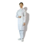 2019 White industrial zipper workwear safety clothing antistatic smock long gown esd protective work clothes