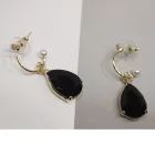 925 Sliver New Elegant Drop Earring Girls Retro Black Rhinestone Earrings Jewelry Metal Drop Earrings