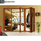 Premium Quality Home Use Indoor Wood Grain Design Aluminium Folding Door