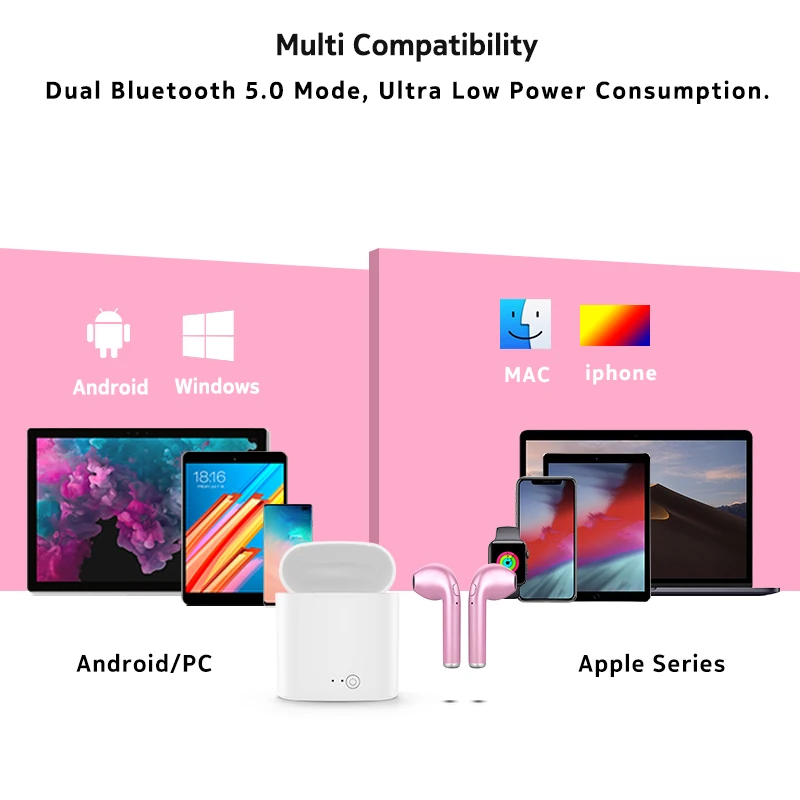 Smart wireless headset private mobile music player studio headphones I7S TWS for samsung - ANKUX.COM