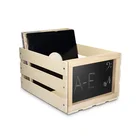 Stackable retro rustic chalkboard sign board records natural wood crates rustic