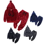 Velour Tracksuit 2Pcs Hoodie Kids Boys Autumn Winter Sports Clothes Set Toddler Children