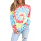 Size Blouses Plus Size 5xl Women Long Sleeve Tie Dye Round Neck With Band Blouses
