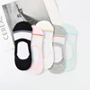 Fashion Glass Silk Color Strip Flower Once Formed Female Transparent Invisible Socks Women