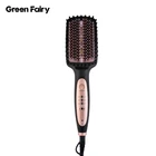 360 rotatable power cord hair straightener brush seramic anti-scald silicone hair straightener brush