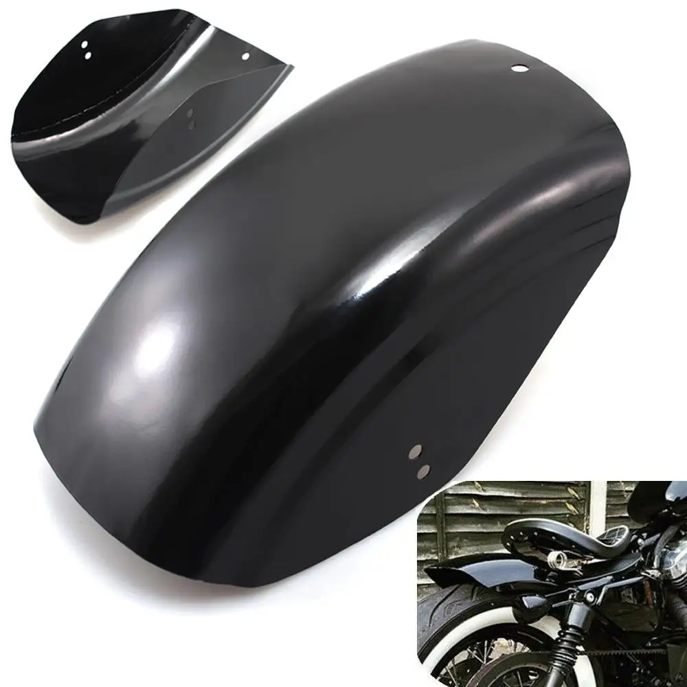 Black Short Flat Rear Fender Mud Guard Fit For Harley Sportster XL 883 1200 48 72 Bobber Cafe Racer Mudguard Cover 1986-2020