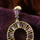 Emerald Luxury Gold Pendant Earring Retro European Fine Jewelry For Women With Emerald Cut Cz