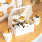 Custom logo wholesale transparent with Window Food Grade Kraft Inserts Bakery dessert packaging Cake Cup Box