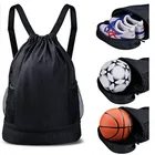 Premium polyester string backpack with ball shoe compartment basketball drawstring bag