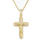 JASEN JEWELRY Custom 18k Gold CZ 925 Silver Sterling Religious Christian Jesus Cross Pendant Necklace Jewelry