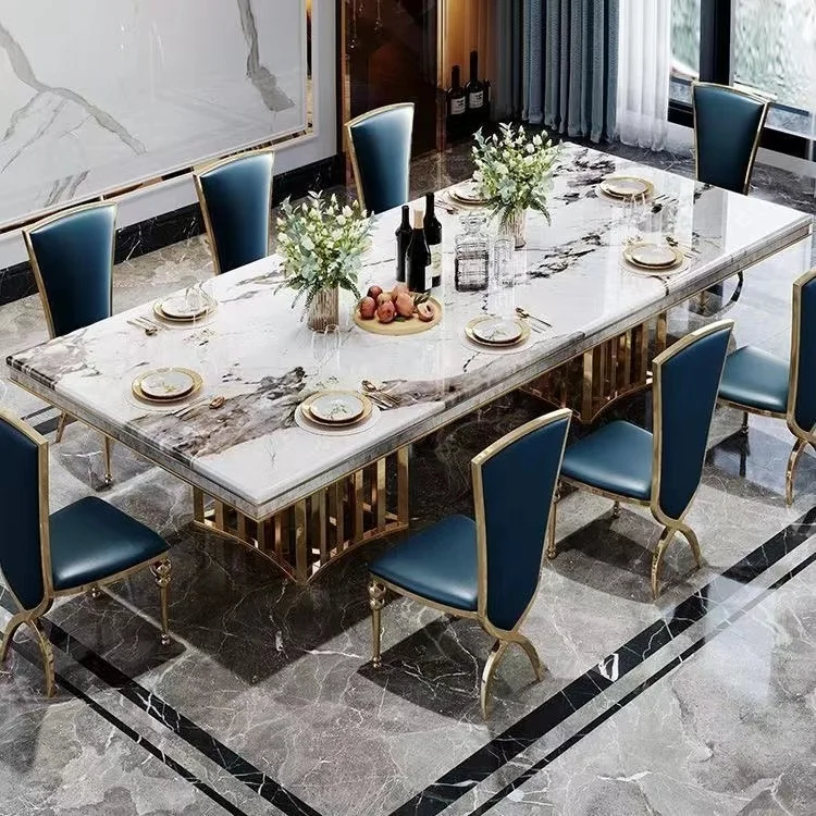 Luxury Dining Table Set Marble For Chairs Marble Top Dining Table