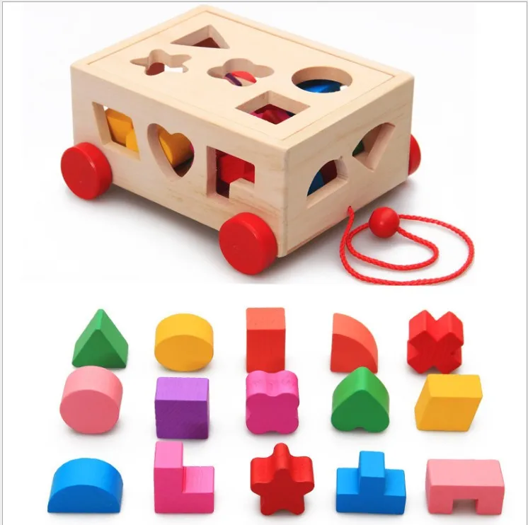 المصنع يبيع الأطفال التعليمية الأشكال الهندسية المعرفية خشبية مطابقة كتل اللعب