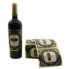 Custom Adhesive Embossed Logo Matte Gold Foil Hot Stamping Stickers Wine Bottle Label Printing
