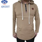 Wholesale custom hoodies men and wrinkle effect fashion men's long sleeve winter t-shirt