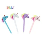 Students favorite white fluffy feather pens unicorn kawaii creative color gel pens with fluffy ball