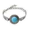 Diamondo Retro Turquoise Bracelets Women Carved Handicraft Sterling Silver Adjustable