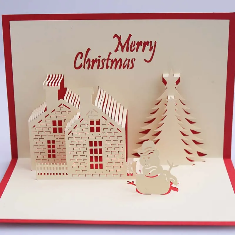 handmade handwork paper pop up custom 3d christmas greeting gift