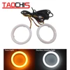 Dropshipping Car styling LED COB angel eyes headlights with Turn Light Signal Yellow White Cotton Day time running Halo Rings