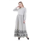China Wholesale Grey Embroidery Arabic India Girls Beautiful Casual Islamic Gown Muslim Dress
