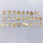 gold stainless steel old english font initial alphabet letters charms for jewelry making