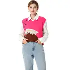 2020 OEM Custom fancy V neck women sweater knitted wool blend sleeveless vest for ladies