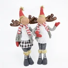 Wholesale Xmas home decorations plush elk decor fabric reindeer ornament christmas moose with scarf