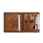 high quality travel wallet custom personalized Crazy Horse genuine leather zipper planner agenda