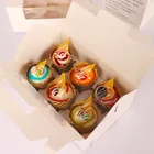 custom pastry flower baby shower white kraft small cupcake waffle packaging cardboard paper box with clear window