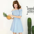 Small dress summer new Harajuku word shoulder strap striped high waist A-Line long skirt
