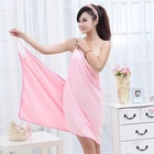 Sexy Magic Microfiber women Bath dress wearable Bathrobe towel with Belt for Beach Use towel