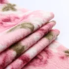 Pink flower pattern brushed french terry knit polyester printed rayon fabric