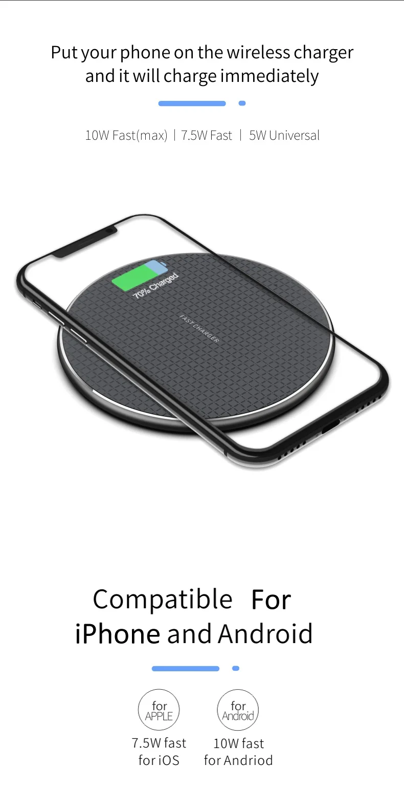 Hot wholesale 5V/2A Wireless Charger Wholesale New Arrivals 2020 Wireless Fast Charging Mobile Phones Charger For Iphone Android