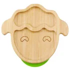 Japanese children's bamboo bowl and plate set baby meal plate silicone spoon Animal plate