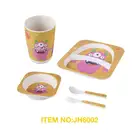 Plant fiber eco friendly bio dishwasher safe 2 division 5pcs baby set bamboo kids dinnerware
