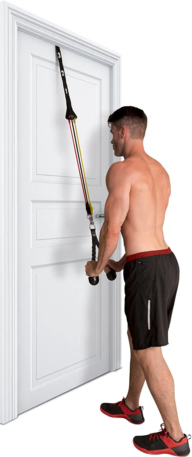 全新乳胶免费家庭健身房锻炼门框拉下三头肌紧缩绳与门锚和3阻力管带
