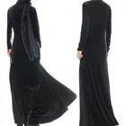 Kaftan Abaya Burqa Fashion Design Muslim Robe Spring Autumn New Velvet Printed Flower Women Gown Frock