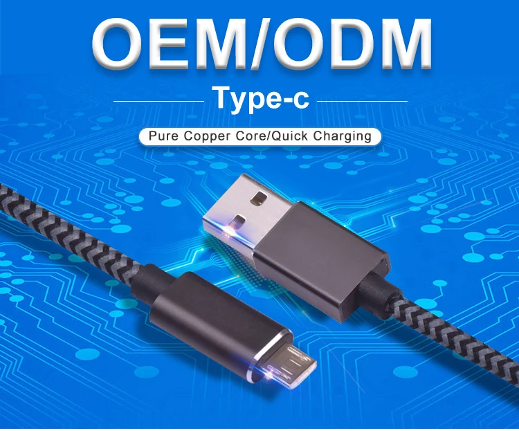 Round 1M 2A Tinned Copper Polyester Braided Mobile Phone Micro B Charger Cable For Android - ANKUX.COM