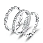 Anniversary Eternal Rhodium 925 Silver Jewelry Dainty Stackable Band Set Rings