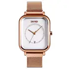 New Skmei 9207 luxury brand simple square quartz analog watch men stainless steel wristwatch