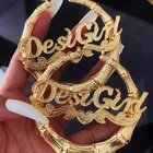 Gold Hoop Earrings Bamboo Hoop Earrings Fashionable Jewelry Gold Plated Bamboo Hoop Earrings Custom