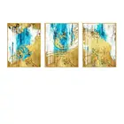Golden Aluminum Alloy Framed Art Painting Abstract Art Prints Hotel Wall Painting Crystal Porcelain Painting