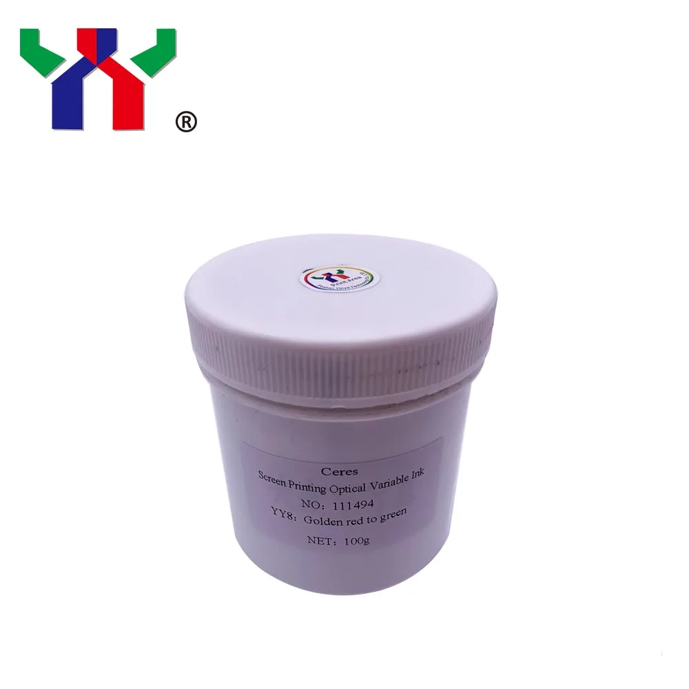 YY high quality  bright color Solvent Based Screen Optical Variable Ink,100 g/bottle,YY8 golden red to green,100g/bottle