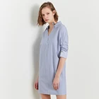 2019 Women Cotton Clothing Full Sleeve V-Neck Striped Long Shirt Fashion Spring Blouse Women Long Cotton Shirt