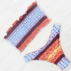 Smocked Fabric Sexy Bikini Strapless Bandeau Push Up Women Swimwear