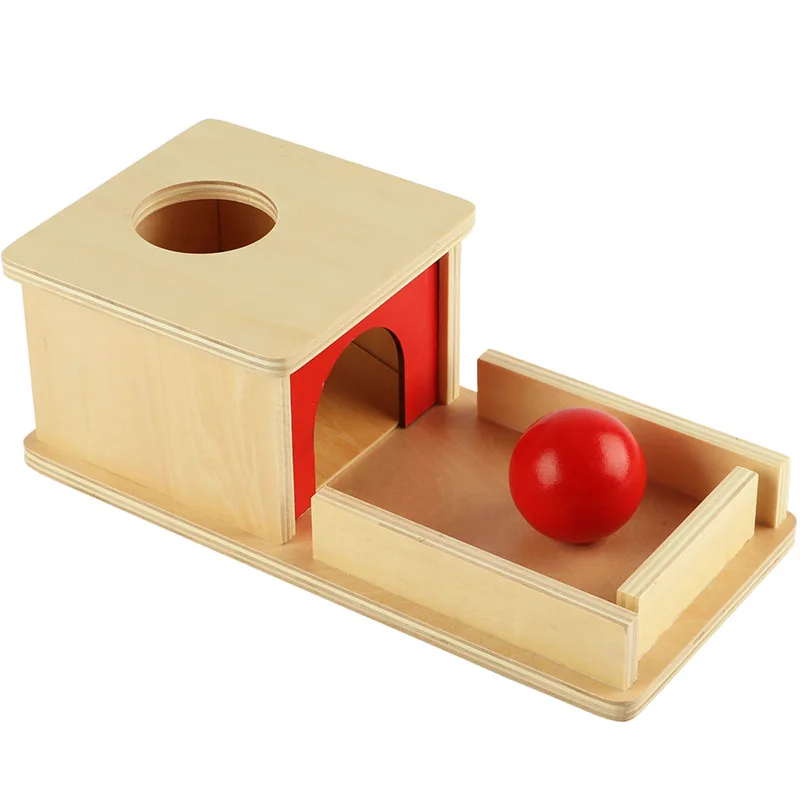 elite montessori object permanence box with tray and ball
