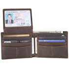 Vintage Custom Full Grain Crazy Horse Genuine Cow Leather Wallet Leather Man Real Leather Wallet